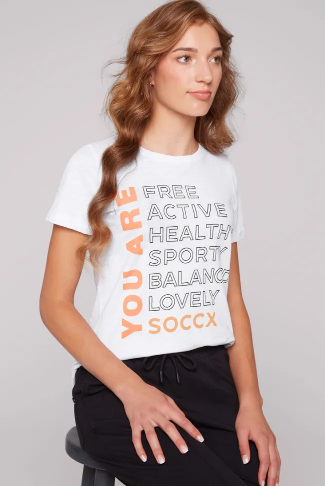 Damen CAMP DAVID & SOCCX T-Shirt Rundhals mit Wording Print