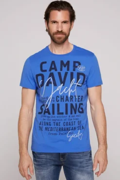 Herren CAMP DAVID & SOCCX T-Shirt Rundhals mit Yacht Print deep sky | S