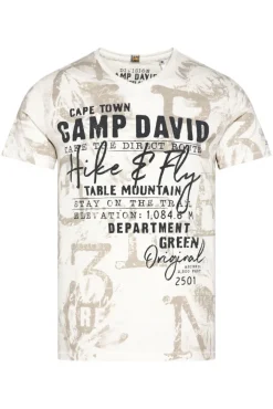 Herren CAMP DAVID & SOCCX T-Shirt V-Neck mit All Over Print