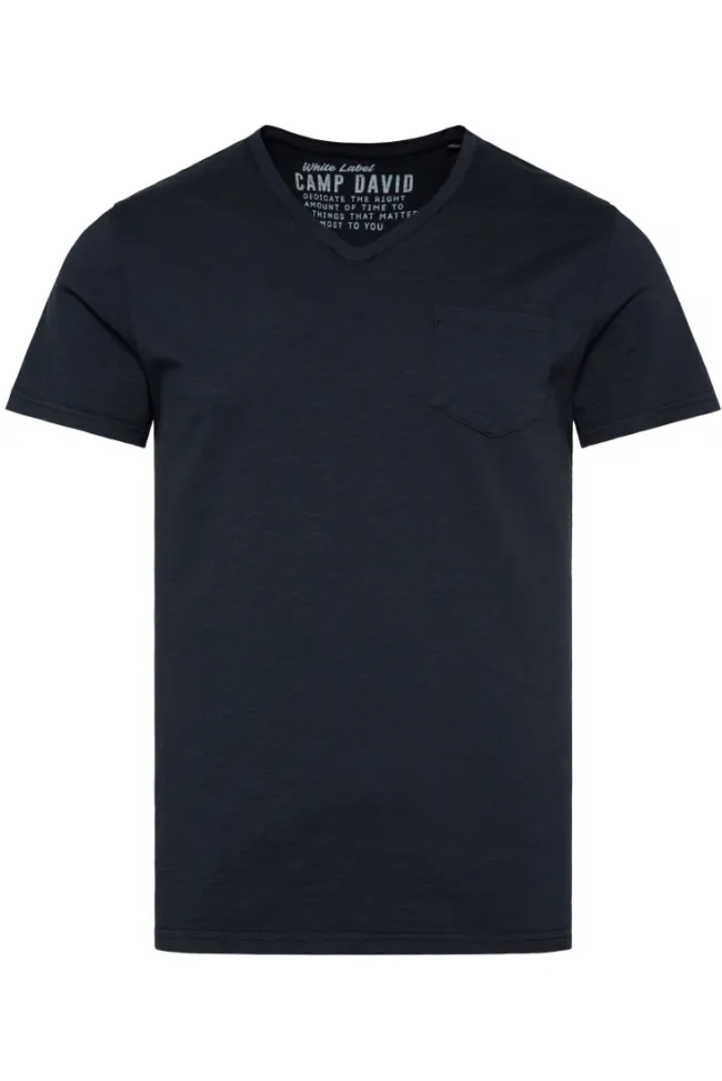 Herren CAMP DAVID & SOCCX T-Shirt V-Neck mit Brusttasche blue navy | S