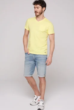 Herren CAMP DAVID & SOCCX T-Shirt V-Neck mit Brusttasche