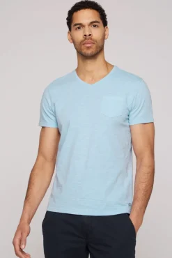 Herren CAMP DAVID & SOCCX T-Shirt V-Neck mit Brusttasche summer blue | S
