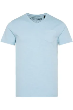 Herren CAMP DAVID & SOCCX T-Shirt V-Neck mit Brusttasche summer blue | S