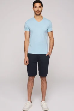 Herren CAMP DAVID & SOCCX T-Shirt V-Neck mit Brusttasche summer blue | S