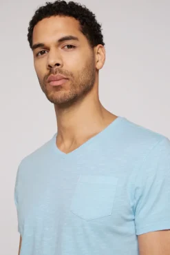 Herren CAMP DAVID & SOCCX T-Shirt V-Neck mit Brusttasche summer blue | S