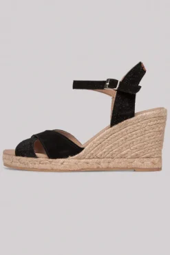 Damen CAMP DAVID & SOCCX Veloursleder-Espadrille mit Keilabsatz