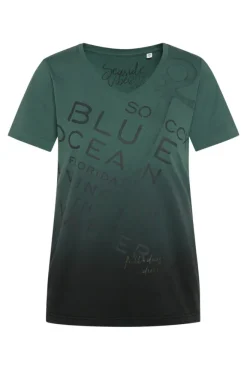 Damen CAMP DAVID & SOCCX V-Shirt Dip Dye mit Anker-Print dark green
