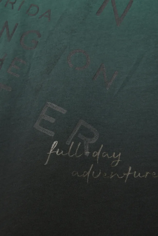 Damen CAMP DAVID & SOCCX V-Shirt Dip Dye mit Anker-Print dark green