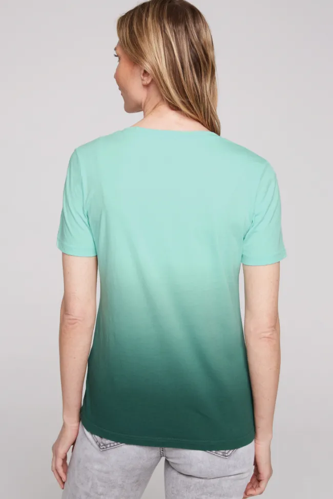 Damen CAMP DAVID & SOCCX V-Shirt Dip Dye mit Anker-Print flash aqua