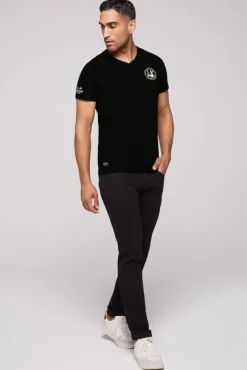Herren CAMP DAVID & SOCCX V-Shirt mit kleinen Rubber Prints