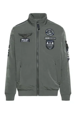 Herren CAMP DAVID & SOCCX Wattierter Fliegerblouson mit Patches khale green