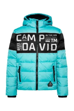 Herren CAMP DAVID & SOCCX Winterjacke mit Colour-Blocking und Logo-Design new aqua