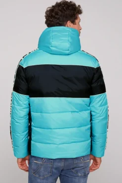 Herren CAMP DAVID & SOCCX Winterjacke mit Colour-Blocking und Logo-Design new aqua