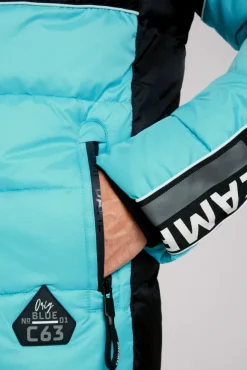 Herren CAMP DAVID & SOCCX Winterjacke mit Colour-Blocking und Logo-Design new aqua