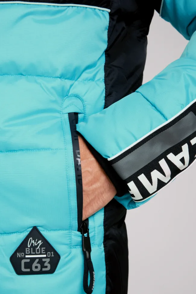 Herren CAMP DAVID & SOCCX Winterjacke mit Colour-Blocking und Logo-Design new aqua
