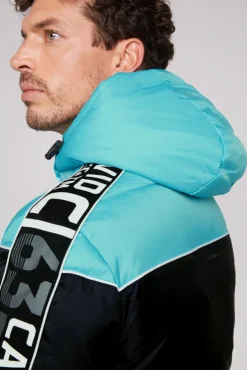 Herren CAMP DAVID & SOCCX Winterjacke mit Colour-Blocking und Logo-Design new aqua