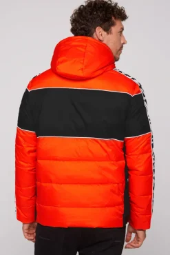 Herren CAMP DAVID & SOCCX Winterjacke mit Colour-Blocking und Logo-Design signal orange