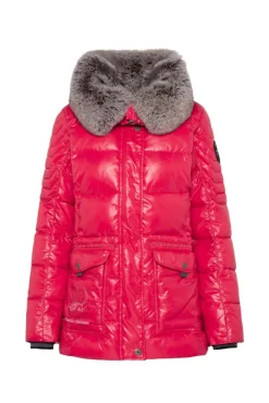 Damen CAMP DAVID & SOCCX Winterjacke mit hohem Kragen und Steppmuster red glow