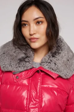 Damen CAMP DAVID & SOCCX Winterjacke mit hohem Kragen und Steppmuster red glow