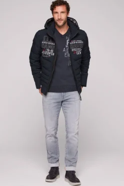 Herren CAMP DAVID & SOCCX Winterjacke mit Kapuze im Ski-Design blue navy